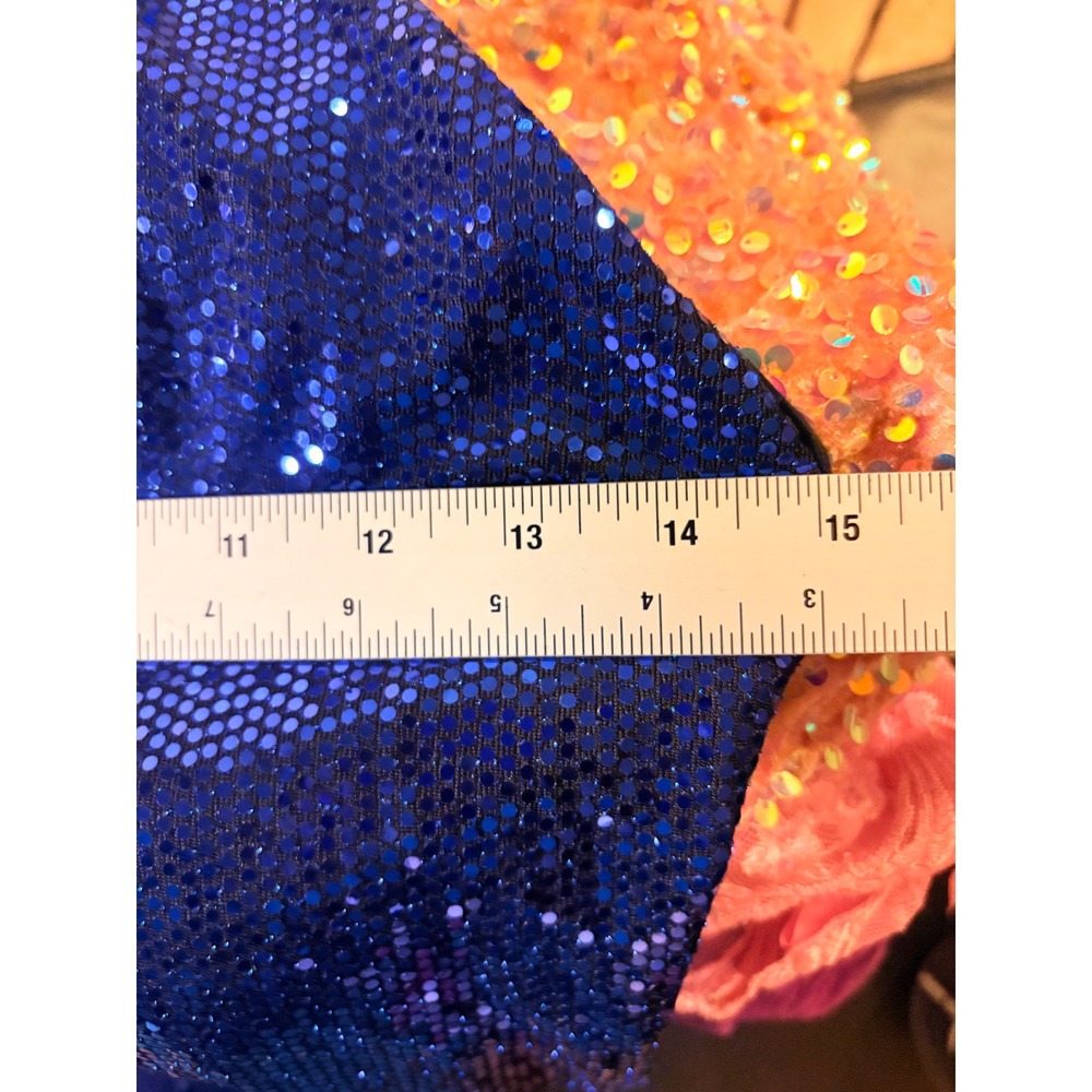 Y2K USA Heart Blue Sequin Halter Jumpsuit Open Back Festival Party Large - Picture 5 of 5